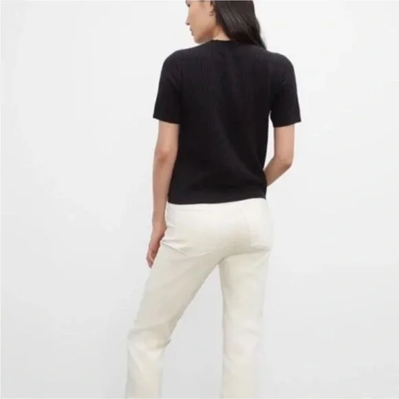 Club Monaco The Kick Crop Straight Leg Jeans White